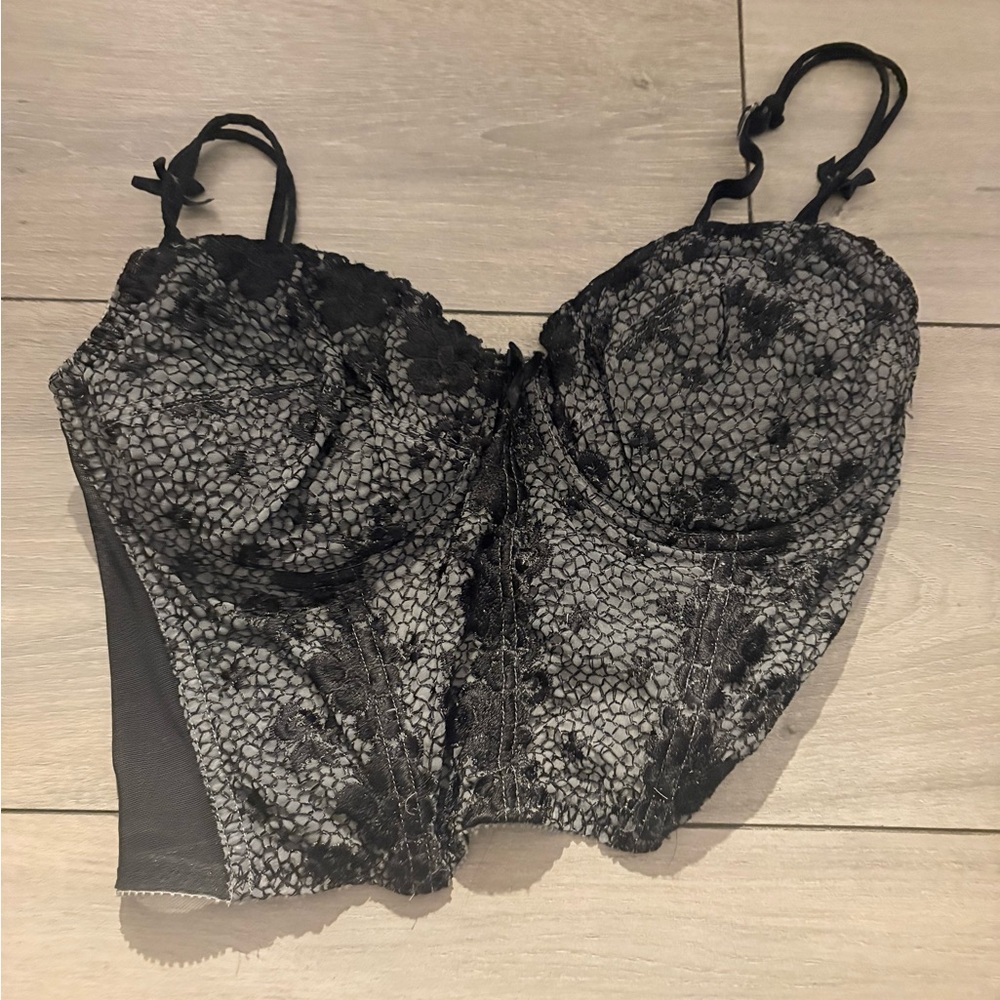 Black Lace Bustier Top